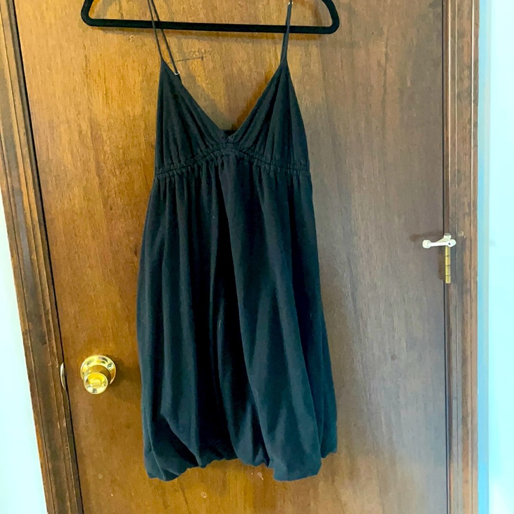 Black bubble bottom spaghetti strap babydoll dress